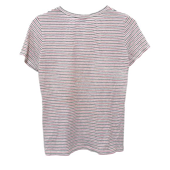 By Anthropologie Red White Blue Striped Hemp Organic Cotton T Shirt Sz S - Picture 4 of 4
